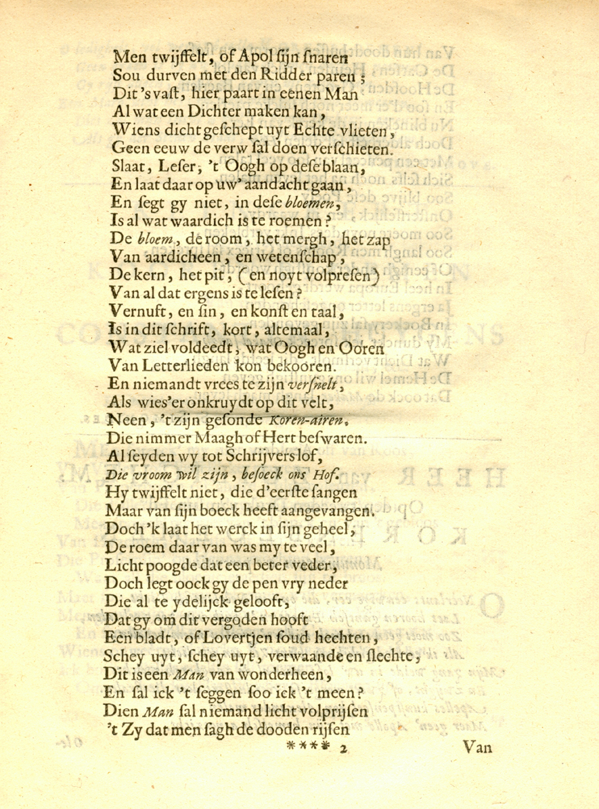 Korenbloemen 1672, deel 1, fol. ****2r